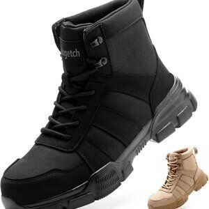 Mens Steel Toe Work Boots Waterproof Breathable Construction Slip-Resist